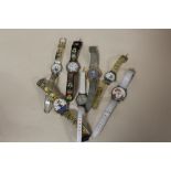 A BAG OF COMICAL WATCHES, MICKEY MOUSE, SNOOPY, GARFIELD ETC.