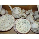 A TRAY OF STAFFORDSHIRE OAKWOOD TEA AND DINNER WARE