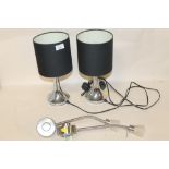 A PAIR OF MODERN TOUCH LAMPS AND A PAIR OF SOCKET LIGHTS