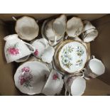 A BOX OF ROYAL STANDARD AND ROSINA FLORAL CHINA