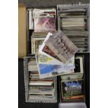 FOUR BOXES OF VINTAGE AND MODERN UNUSED POSTCARDS