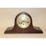 AN OAK CASED NAPOLEON HAT MANTEL CLOCK