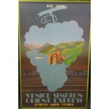 A FRAMED AND GLAZED ORIENT EXPRESS PRINT - OVERALL SIZE INC FRAME H 95 CM BY W 60 CM