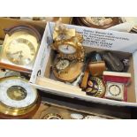 A BOX OF COLLECTABLES TO INCLUDE VINTAGE BINOCULARS, CIGARETTE CARDS ETC