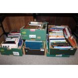 FIVE TRAYS OF MOSTLY MODERN HARDBACK BOOKS