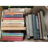 A SMALL BOX OF VINTAGE BOOKS TO INCLUDE WAR RELATED BOOKS ETC