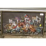 A 3D PICTURE OF KNIGHTS CHARGING INTO BATTLE - OVERALL SIZE 29CM X 51CM