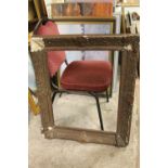 AN ANTIQUE GILT PICTURE FRAME A/F - REBATE 51 CM BY 64.5 CM