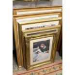 A QUANTITY OF LARGE FRAMED AND GLAZED PICTURES AND PRINTS TO INCLUDE IMPRESSIONIST SCENES AND