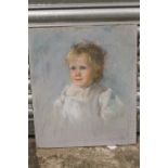(XX). Portrait study of a young child, signed middle to lower right, pastel on canvas, unframed,