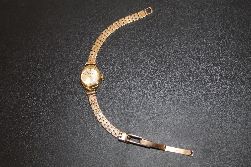 A 14K GOLD ANDORA WRIST WATCH ON HALLMARKED 9 CARAT GOLD STRAP, APPROX WEIGHT 13.8G