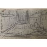 AN UNFRAMED PENCIL SKETCH IN THE STYLE OF LOWRY H 12 CM X W 22 CM