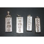 A SELECTION OF SILVER INGOT PENDANTS - APPROX 126 G