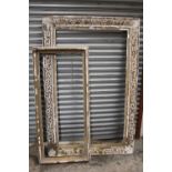 TWO LARGE ANTIQUE GILT PICTURE FRAMES WITH MAJOR LOSSES, LARGEST REBATE SIZE 153 CM BY 93 CM,