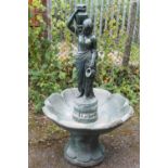 A 4 PIECE GREEN FOUNTAIN FEATURE WITH FEMALE FIGURE DESIGN