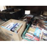 A LARGE QUANTITY OF MOSTLY MODERN BOOKS TO INCLUDE TRAVEL INTEREST (PLASTIC TRAYS NOT INCLUDED)