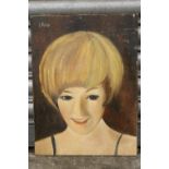 AN UNFRAMED OIL ON CANVAS PORTRAIT STUDY OF A LADY SIGNED UPPER LEFT I.ANS