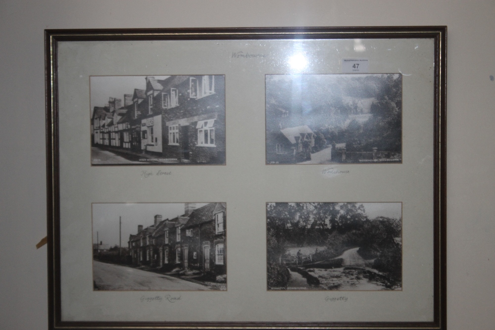 A FRAME OF FOUR PHOTOGRAPHS OF WOMBOURNE ETC TOGETHER WITH A FRAMED AND GLAZED ENGRAVING SIGNED " - Image 2 of 4