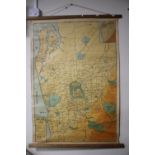 A WALL MAP OF ADELAIDE AND ENVIRONS 73 CM X 109 CM