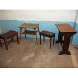FOUR ITEMS - STOOLS AND TABLES