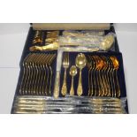 CASED WILLHIEM ROSTFREI EDELSTAHL 72 PIECE GOLD PLATED CUTLERY SET