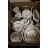 A TRAY OF ASSORTED TEA AND DINNERWARE (TRAY NOT INCLUDED)