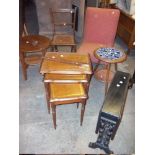 A SELECTION OF EIGHT ITEMS TO INCLUDE SIDE TABLES, CHEVAL MIRROR AND CHAIRS ETC.