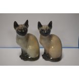 TWO ROYAL COPENHAGEN SIAMESE CAT ORNAMENTS