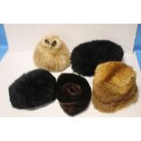 AN EDWARD MANN MINK TAILS HAT together with other fur and fur style hats (5)
