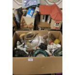 TWO TRAYS OF ASSORTED SUNDRIES AND CERAMICS ETC (TRAYS NOT INCLUDED)