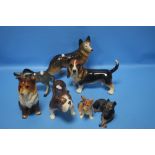 A SELECTION OF 7 CERAMIC ANIMALS MAINLY DOGS TO INCLUDE MELBA WARE,