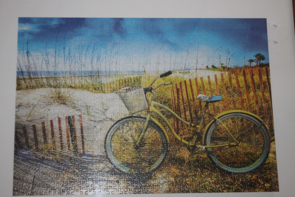 A BICYCLE JIGSAW PICTURE TOGETHER WITH FOUR OTHER PICTURES - Image 2 of 2