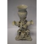 A BELLEEK THISTLE VASE ON TRIPOD BASE WITH BLACK STAMP, H APPROXIMATELY 26.5 cm