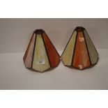 TWO COLOURED GLASS SHADES