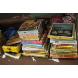 A QUANTITY OF ASSORTED JIGSAWS ETC