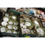 THREE TRAYS OF AYNSLEY ONYX TEA AND DINNERWARE (TRAYS NOT INCLUDED)