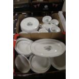 TWO TRAYS OF WEDGWOOD "SUZIE COOPER" TEA AND DINNERWARE