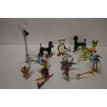 COLLECTION OF MURANO STYLE GLASS ANIMALS, TOGETHER WITH WADE WHIMSIES