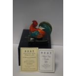A HALCYON DAYS PORCELAIN MODEL OF A COCKEREL WITH CERTIFICATE OF AUTHENTICITY