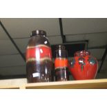 THREE WEST GERMAN STYLE VASES