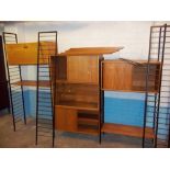 A RETRO TEAK LADDERAX BOOKCASE MODULAR UNIT WITH FOUR UPRIGHTS