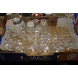 TWO TRAYS OF ASSORTED GLASSWARE TO INCLUDE CUT GLASS (TRAYS NOT INCLUDED)