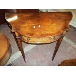 AN EDWARDIAN STYLE INLAID DEMI LUNE HALL TABLE