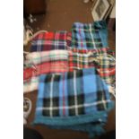 FIVE PICNIC BLANKETS, TO INCLUDE TARTAN EXAMPLES