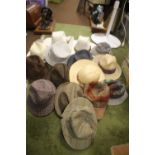A COLLECTION OF HATS to include an Attaboy trilby, ladies' deerstalkers by Olney, Stormafit, Glen