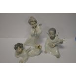 THREE LLADRO ANGEL FIGURES