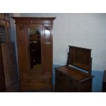 AN EDWARDIAN WARDROBE AND DRESSING TABLE