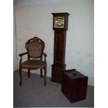 THREE ITEMS TO INCLUDE A MODERN GRANDMOTHER CLOCK AND AN ITALIAN ROCOCCO STYLE CHAIR ETC.