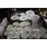 TWO TRAYS OF WEDGWOOD SUSIE COOPER DESIGN "GLEN MIST" TEA AND DINNERWARE (TRAYS NOT INCLUDED)