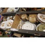 TWO TRAYS OF DENBY TEA AND DINNERWARE
